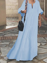 Load image into Gallery viewer, Casual Loose V Neck Long Dress