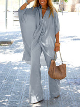 Load image into Gallery viewer, Simple Casual Loose V Neck Top Pants Set