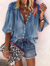 Load image into Gallery viewer, Blue Loose Casual Shirt Top
