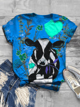 Load image into Gallery viewer, Casual Impression Cow Balloon Print Fashion T-shirt