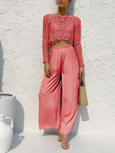 Load image into Gallery viewer, Romantic Lace Top Loose Pants Set