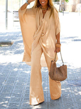 Load image into Gallery viewer, Simple Casual Loose V Neck Top Pants Set