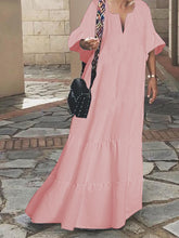 Load image into Gallery viewer, Casual Loose V Neck Long Dress