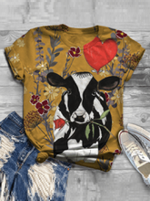 Load image into Gallery viewer, Casual Impression Cow Balloon Print Fashion T-shirt
