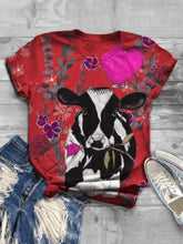 Load image into Gallery viewer, Casual Impression Cow Balloon Print Fashion T-shirt
