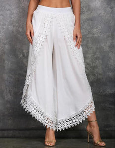 Lace Irregular Lace Tulip Wide Leg Pants