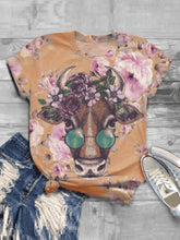 Load image into Gallery viewer, Casual Impression Glasses Cow Print Fashion T-shirt
