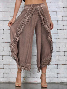 Lace Irregular Lace Tulip Wide Leg Pants