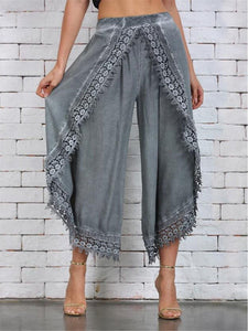 Lace Irregular Lace Tulip Wide Leg Pants