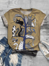 Load image into Gallery viewer, Casual Impression Multiple Cat Print Fashion T-shirt
