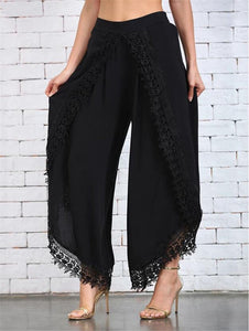 Lace Irregular Lace Tulip Wide Leg Pants