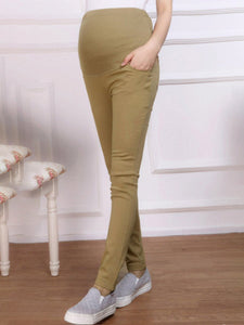 Maternity Solid Color Nine-Point Stomach Lift Pencil Pants