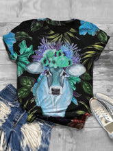 Load image into Gallery viewer, Casual Impression Animal Cow Print Fashion T-shirt
