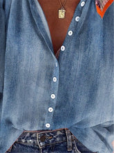 Load image into Gallery viewer, Blue Loose Casual Shirt Top
